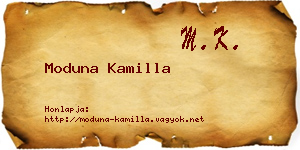 Moduna Kamilla névjegykártya